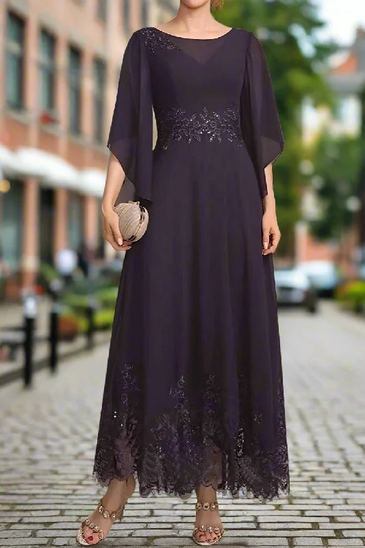 Loose-fitting dresses for womenA-Line Scoop Neck Ankle Length Mother of The Bride Dresses