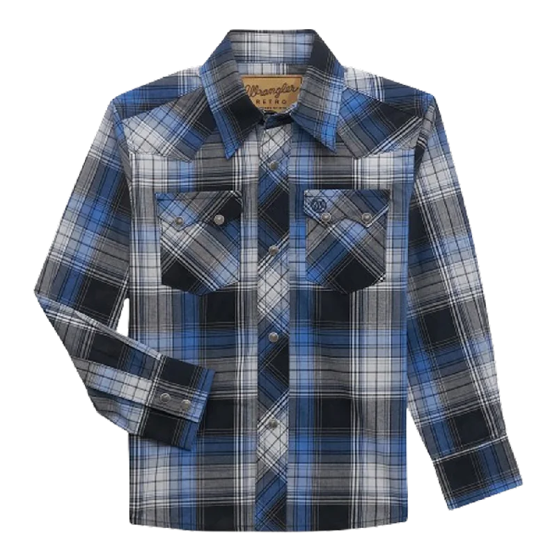 Travel women's tops112356545 Wrangler Boys Retro® Long Sleeve Snap Shirt - Jet Navy