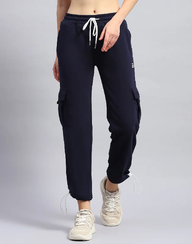 Ripped jeans for womenWomen Navy Blue Solid Regular Fit Lower