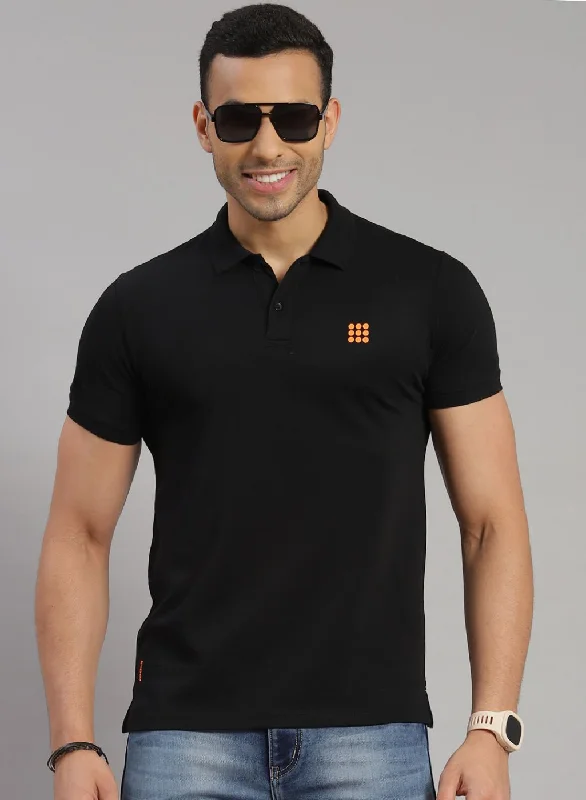 budget-friendly short-sleeved tops for menMen Black Solid T-Shirt