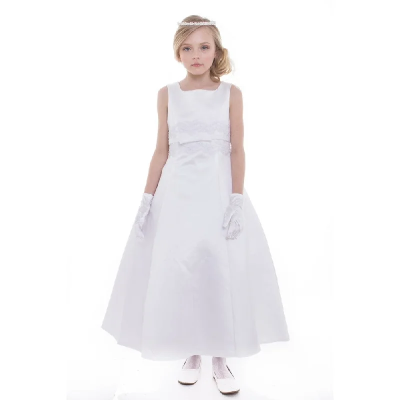 Winter dresses for cold weatherBig Girls White Satin A-Line Linda Junior Bridesmaid Dress 8-16
