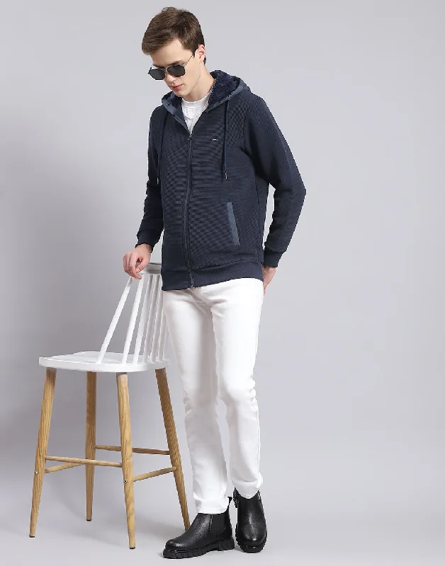 men's sports shirts for swimmingMen Navy Blue Solid Hooded Full Sleeve Sweatshirt