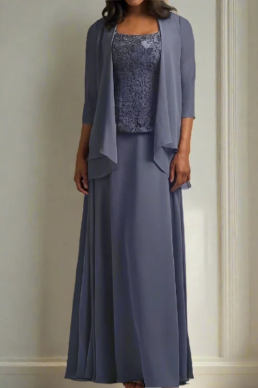 Mother-of-the-bride dressesThree Piece Square Neck Floor Length A-Line Mother of the Bride Dress