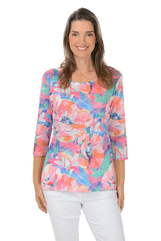 Stretchy women's topsImpressionist Jeweled Knit Top
