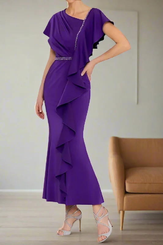 Sleeveless dresses for womenDelicate Ankle Length Short Sleeve Regency Mother of the Bride Dress