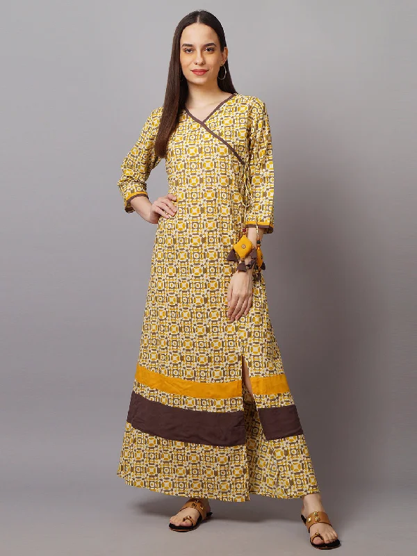 Dancewear dresses for performancesWomen Cotton Cream & Mustard Dress