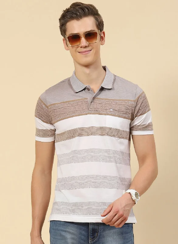 choosing the right detergent for short-sleeved shirts for menMen Brown Stripe T-Shirt