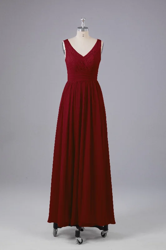 Glamour dresses for red carpet appearancesVintage A-line V-neck Sleeveless Long Bridesmaid Dresses
