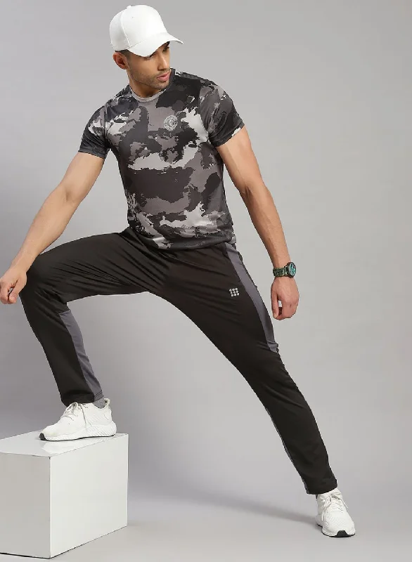spring short-sleeved men's topsMen Grey Printed T-Shirt