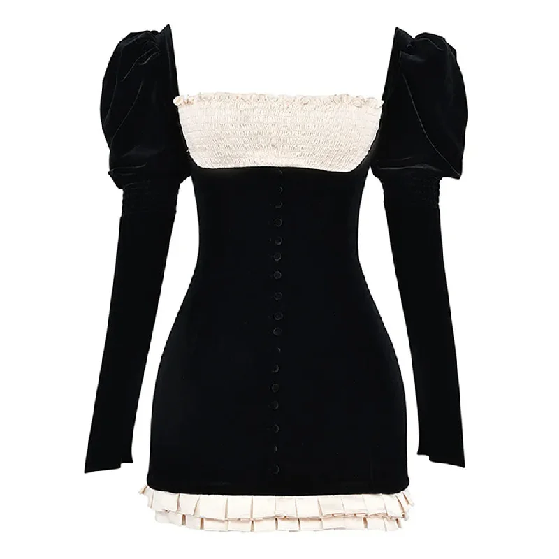 Midi dresses for womenFrench Maid Ruched Velvet Mini Dress