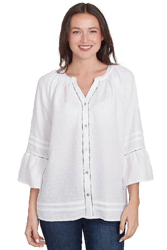 Fine knit women's topsPetite Bella Vista Dobby Fabric Shirt