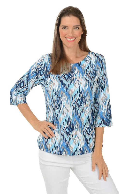 Summer women's topsPetite Diamonds Button Cuff Knit Top