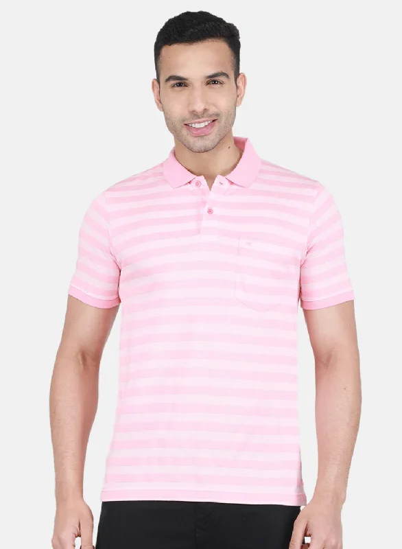 lightweight short-sleeved men's clothingMen Pink Stripe T-Shirt