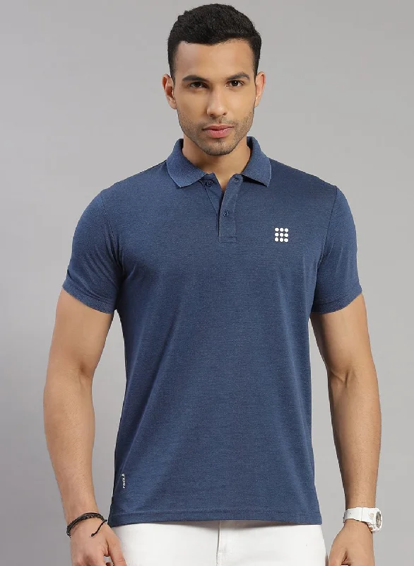 where to buy short-sleeved men's shirts onlineMen Blue Solid T-Shirt