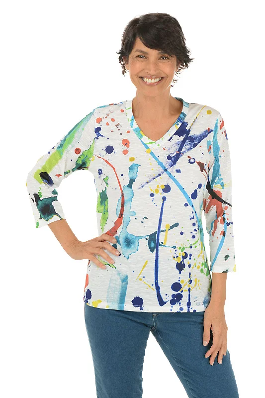 Moisture-wicking women's topsSplash V-Neck Slub Knit Top