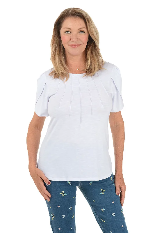 Limited edition women's topsPleated Front Tulip Sleeve Top