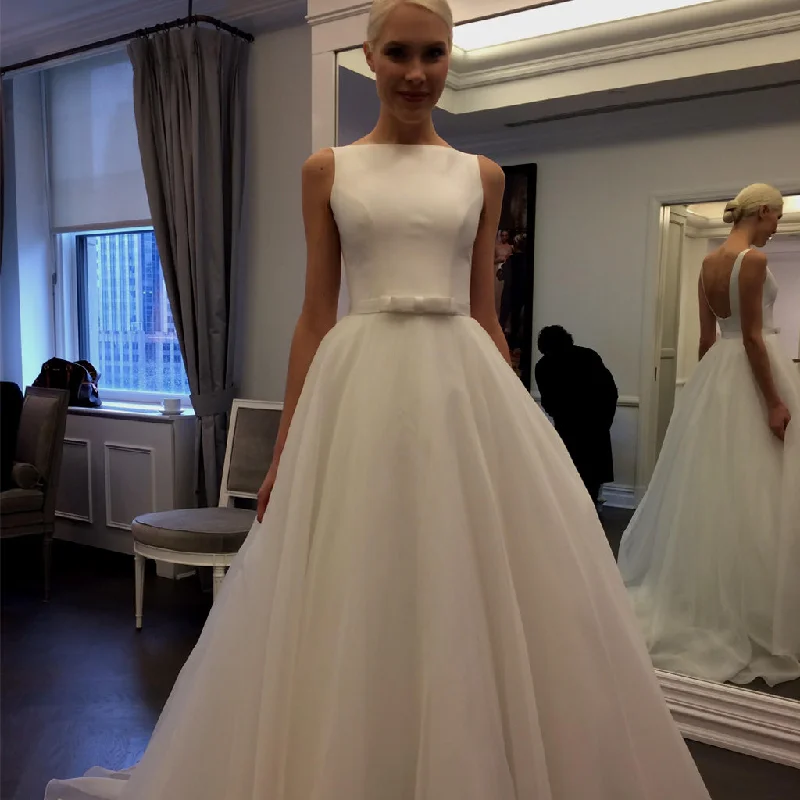 Party dresses for womenTulle Backless Charming Wedding Dress, Sleeveless A-Line Wedding Dress, LB0672
