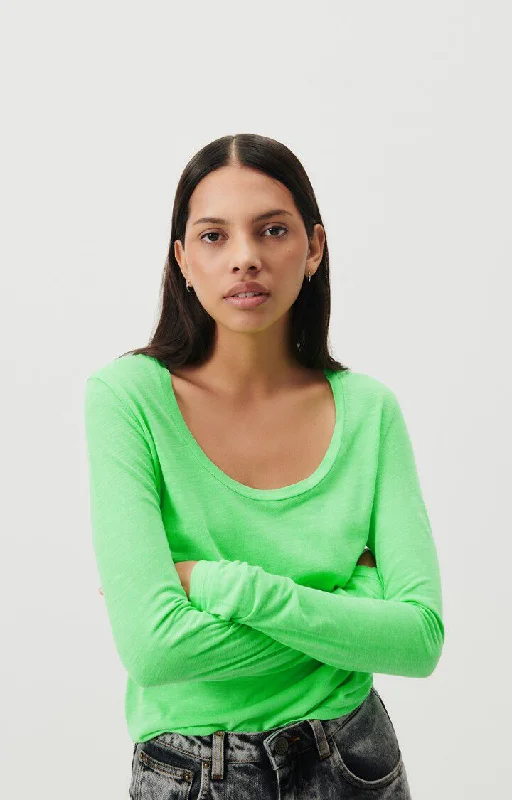 Shawl collar women's topsTshirt Jac49v Vert-Fluo