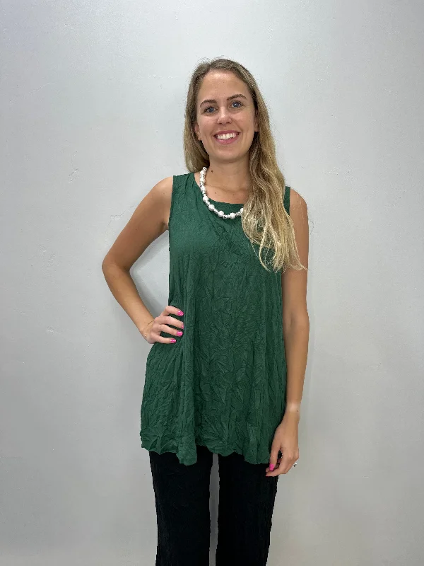 Navy blue women's topsLiz Crinkle Tank - Brussel Green