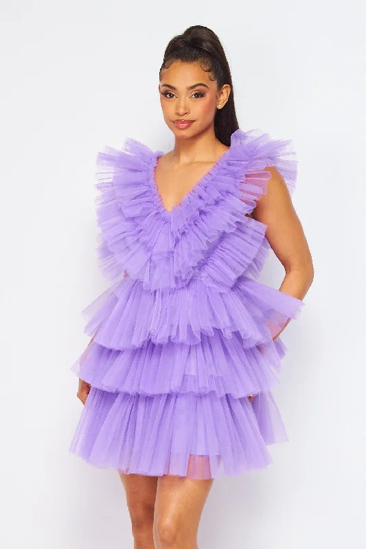 Evening women's dressesCenter of Attention Tulle Tiered Mini Dress