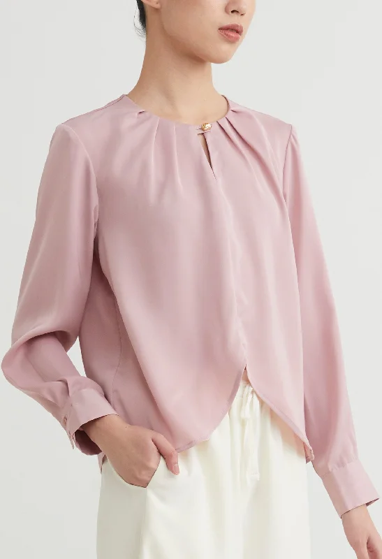 Maternity women's topsCurved Crop Hem Eyelet Blouse