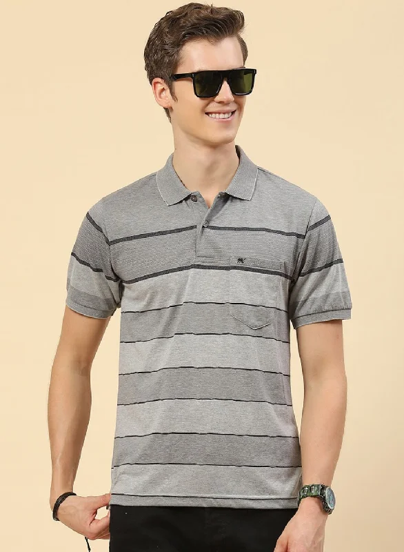 the best places to shop for short-sleeved men's clothingMen Grey Stripe T-Shirt