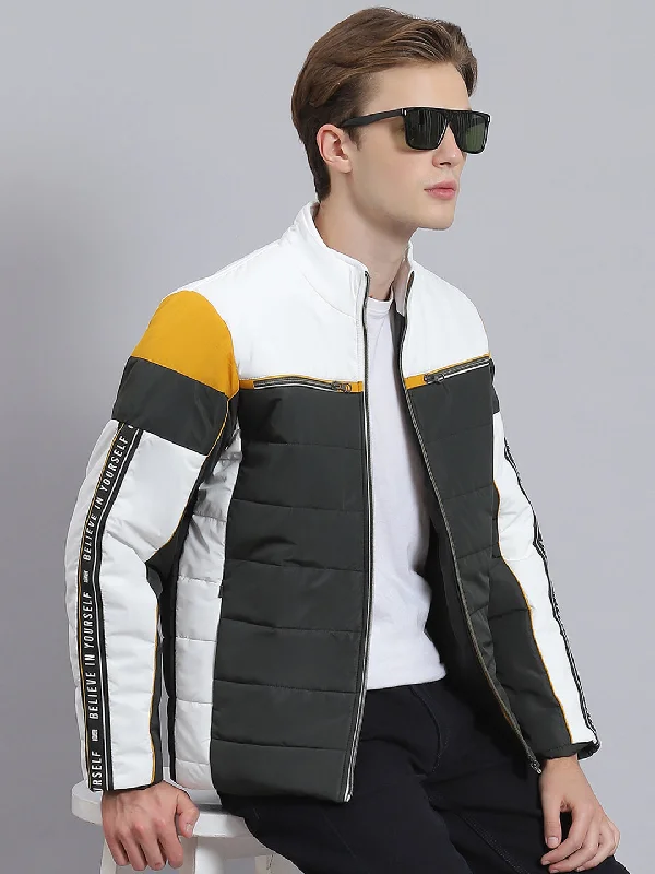 men's denim jacketsMen Green Solid Stand Collar Full Sleeve Jacket