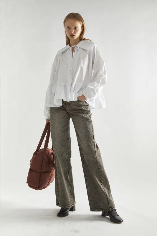White women's topsOff-White Oversized-Collar Blouse