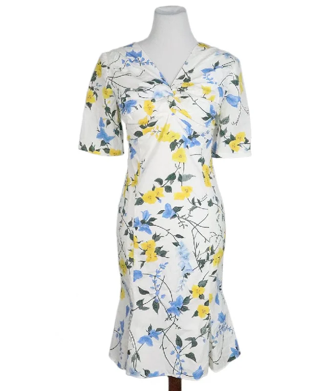 High-low hem dresses for womenFerragamo White Floral Print Cotton Dress sz 2