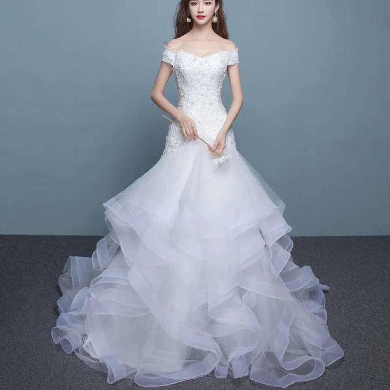 Festival dresses for music and arts eventsLong Wedding Dress, Gorgeous Wedding Dress, Off Shoulder Wedding Dress, Organza Bridal Dress, Sequin Wedding Dress, Applique Wedding Dress, Mermaid Wedding Dress, LB0716