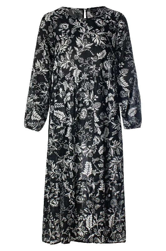 Velvet dresses for winterPrinted Cotton Rayon Dress | Black Ivory Garden | 6541ZZ