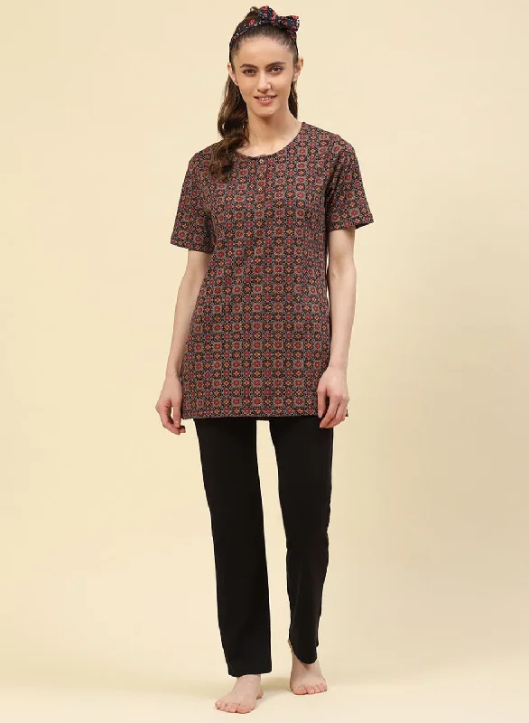 Pencil women's skirtsWomen Brown Printed Lower Set