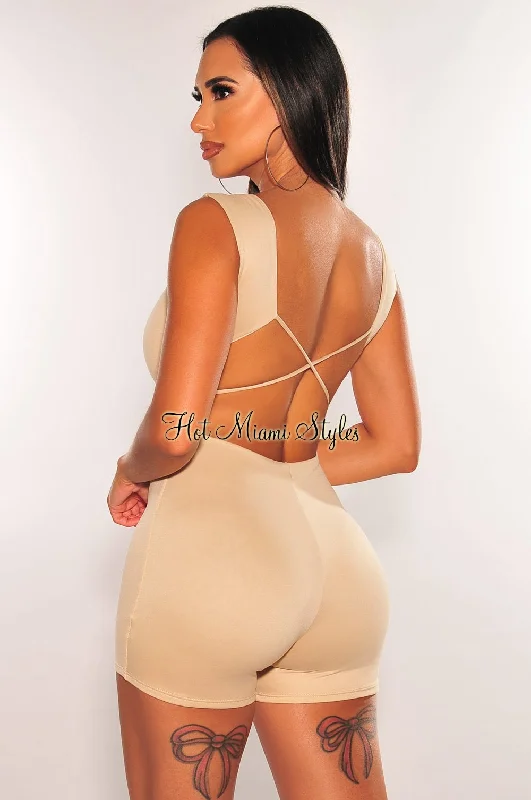 Maxi women's dressesHMS Essential: Nude Sleeveless Criss Cross Open Back Romper