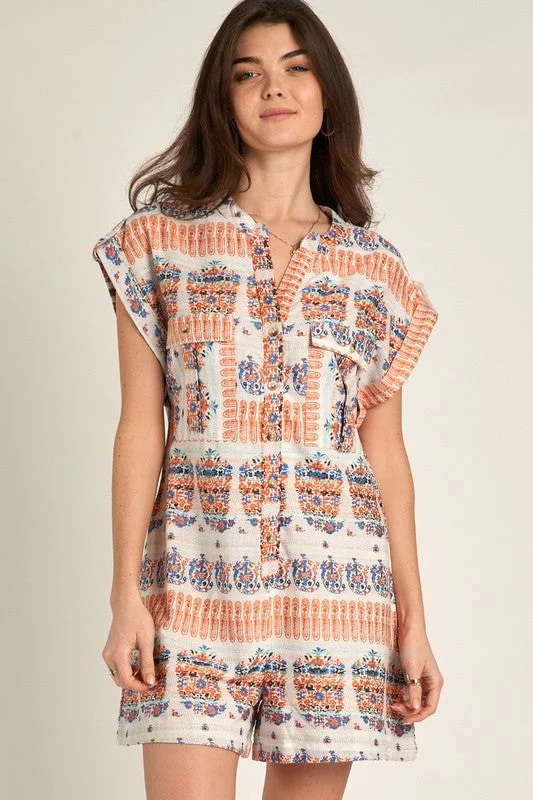Silk women's skirtsIvory/Orange Ollie Romper