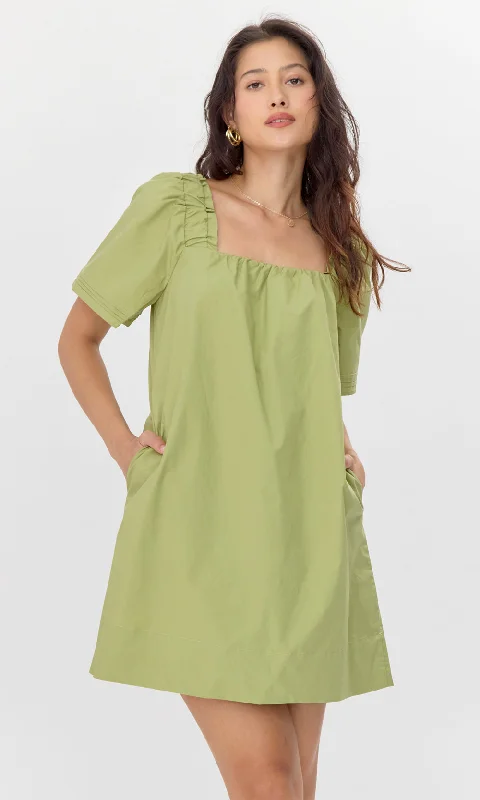 Short-sleeved dresses for womenNadia Poplin Square Neck Mini Dress