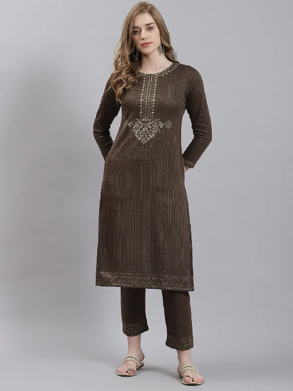 Ruched dresses for womenWomen Beige Self Kurti+Lower Set