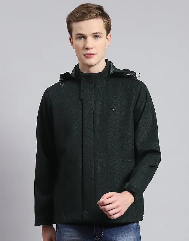 men's tailored jackets for business casualMen Olive Solid Hooded Full Sleeve Jacket