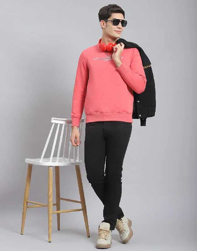 men's sports shirts for mixed-gender sportsMen Pink Solid Round Neck Full Sleeve Sweatshirt