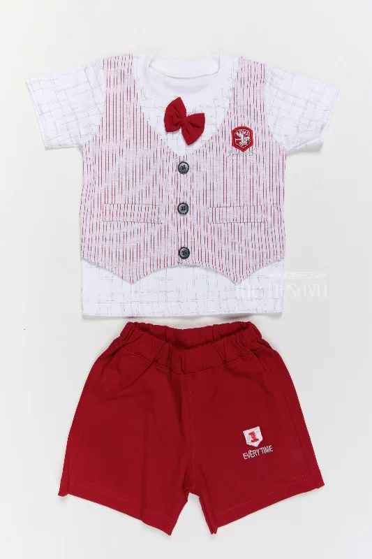 Leather dresses for womenInfants Winter Wear Cotton Red Shorts with Striped Vest and Bowtie