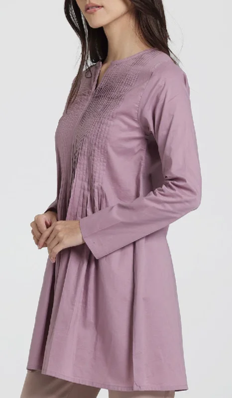Sweetheart neckline dresses for womenAsman Everyday Cotton Modest Tunic - Dusty Mauve