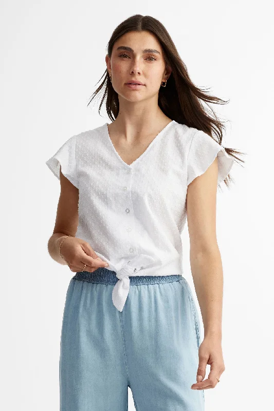 Navy blue women's topsChemisier manches courtes flottantes - Femme