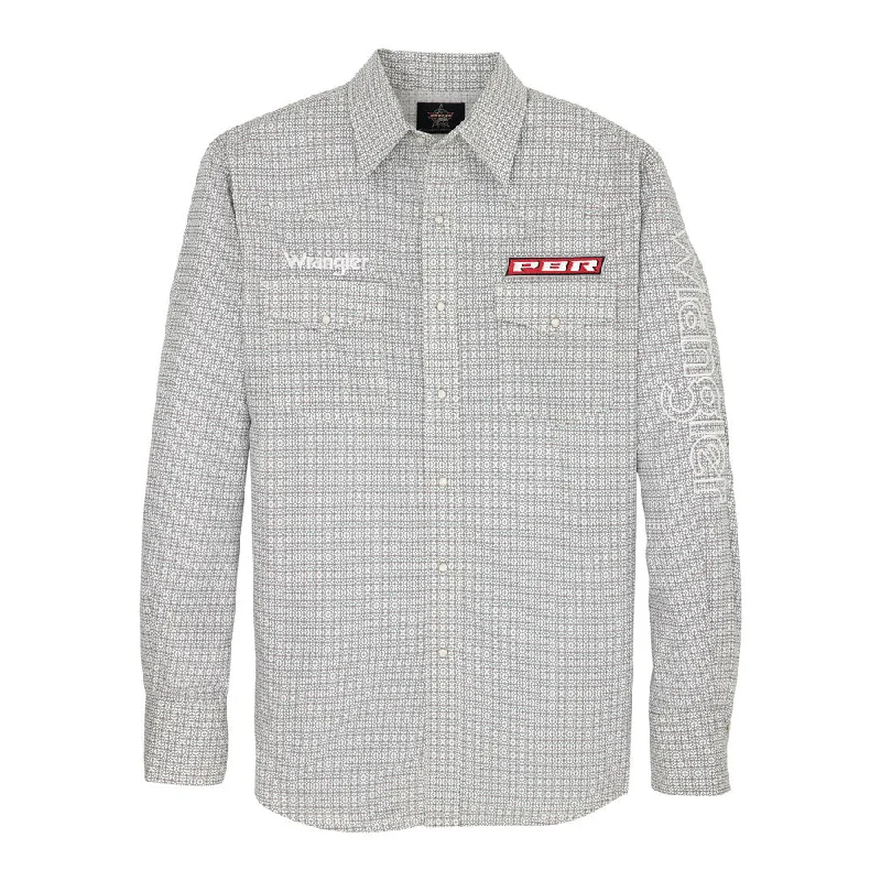 Statement women's tops112359482 Wrangler Men's PBR Logo Long Sleeve Snap Shirt - White