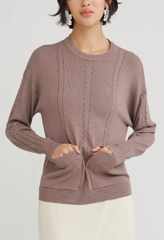 Water-resistant women's topsMulti Pocket Cable Knit Sweater