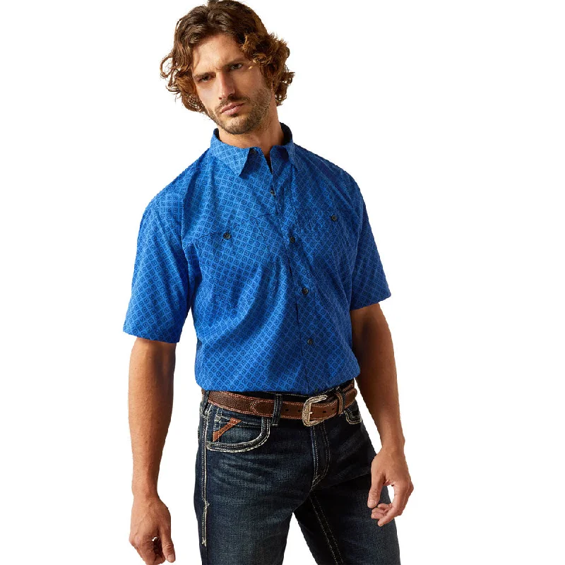 Pullover women's tops10054964 Ariat Men's 360 Airflow Classic Fit Short Sleeve Shirt - Olympian Blue