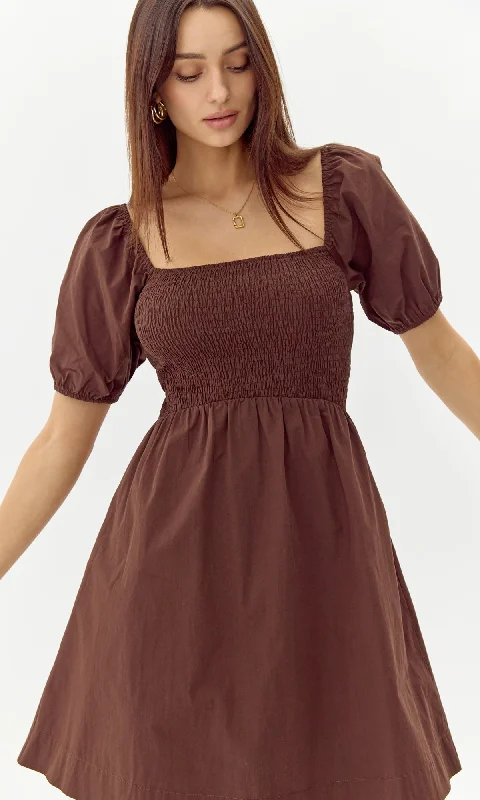 Cold-shoulder dresses for womenEisie Poplin Smocked Mini Dress