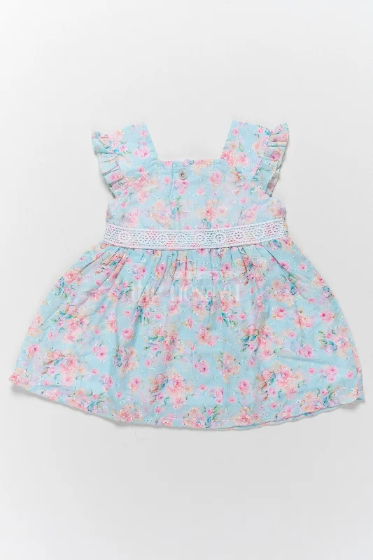Tall women's dressesBaby Hakoba Cotton Dress with Floral Print and Lace Detailing