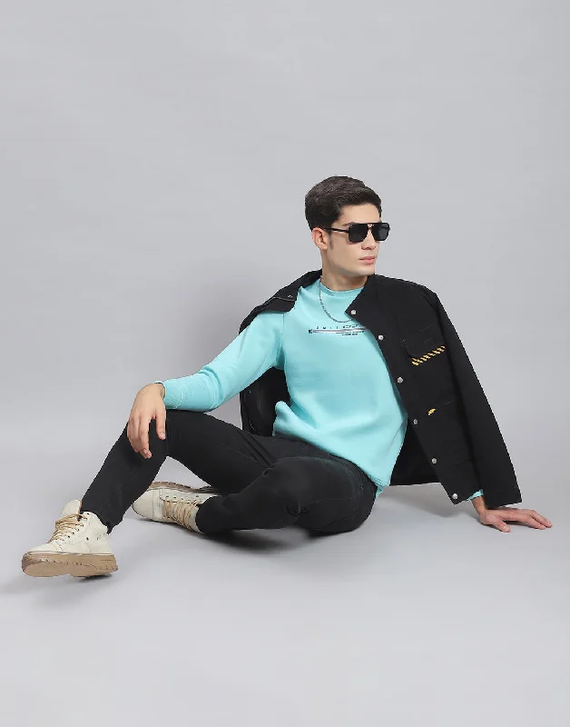 men's sports shirts for senior athletesMen Blue Solid Round Neck Full Sleeve Sweatshirt