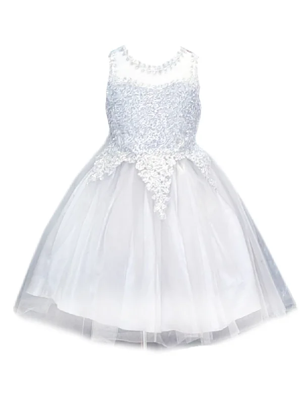 Satin dresses for womenBig Girls Silver Embroidered Illusion Neckline Junior Bridesmaid Dress 8-18