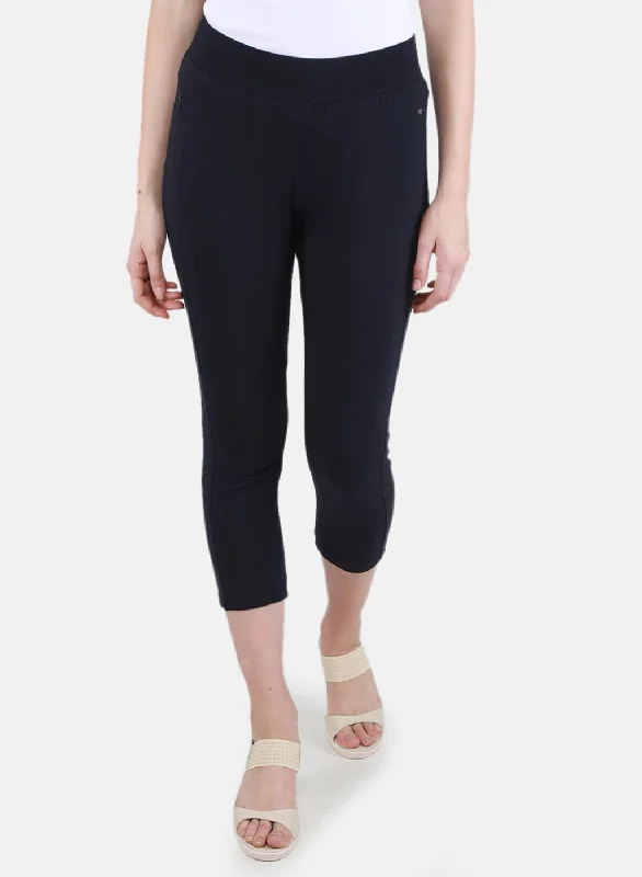 Cocktail dresses for womenWomen NAvy Blue Solid Capri