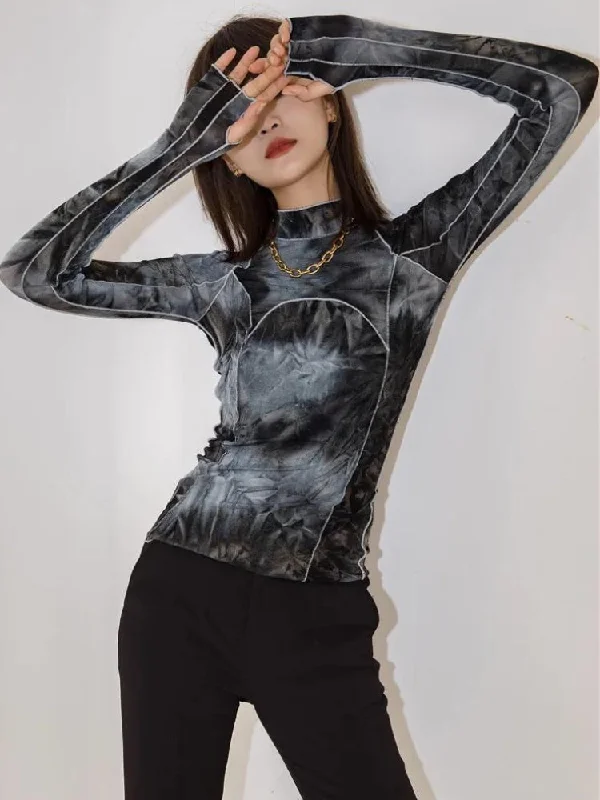 Yoga women's topsTie Dye High Neck Top